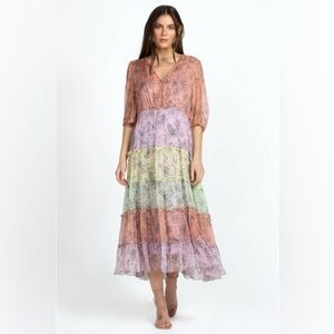 Johnny Was Liza Midi Dress 100% Silk